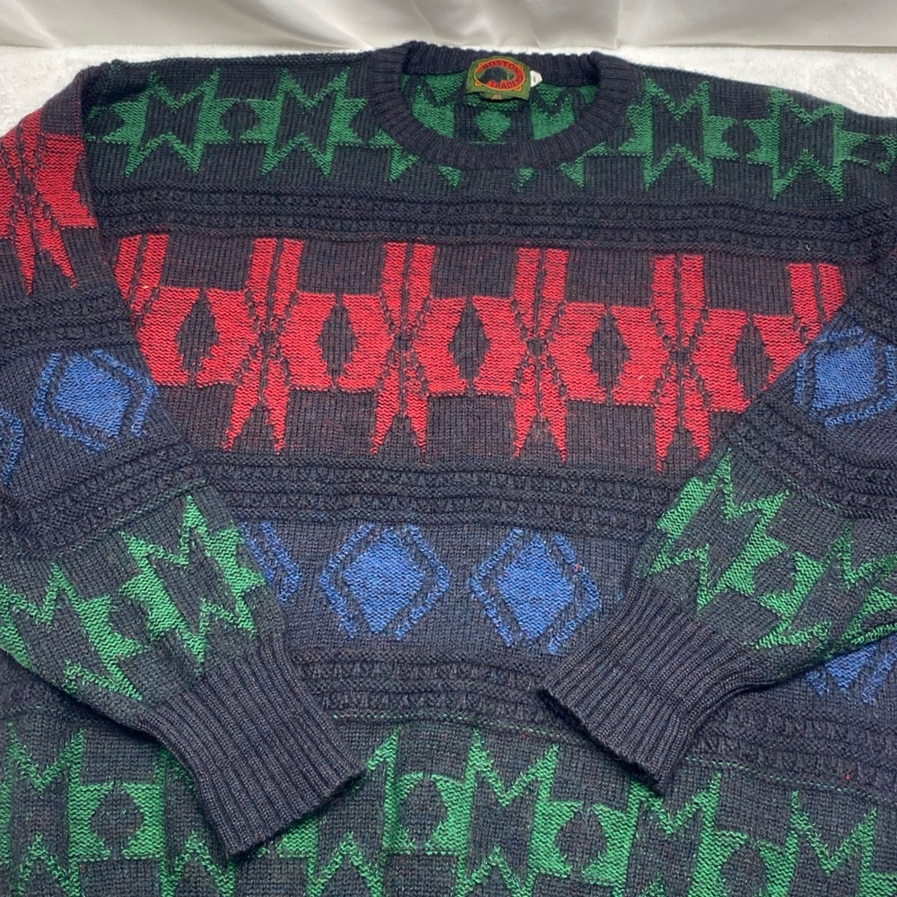 mens vintage boston traders sweater Wool Multi Color Size Large